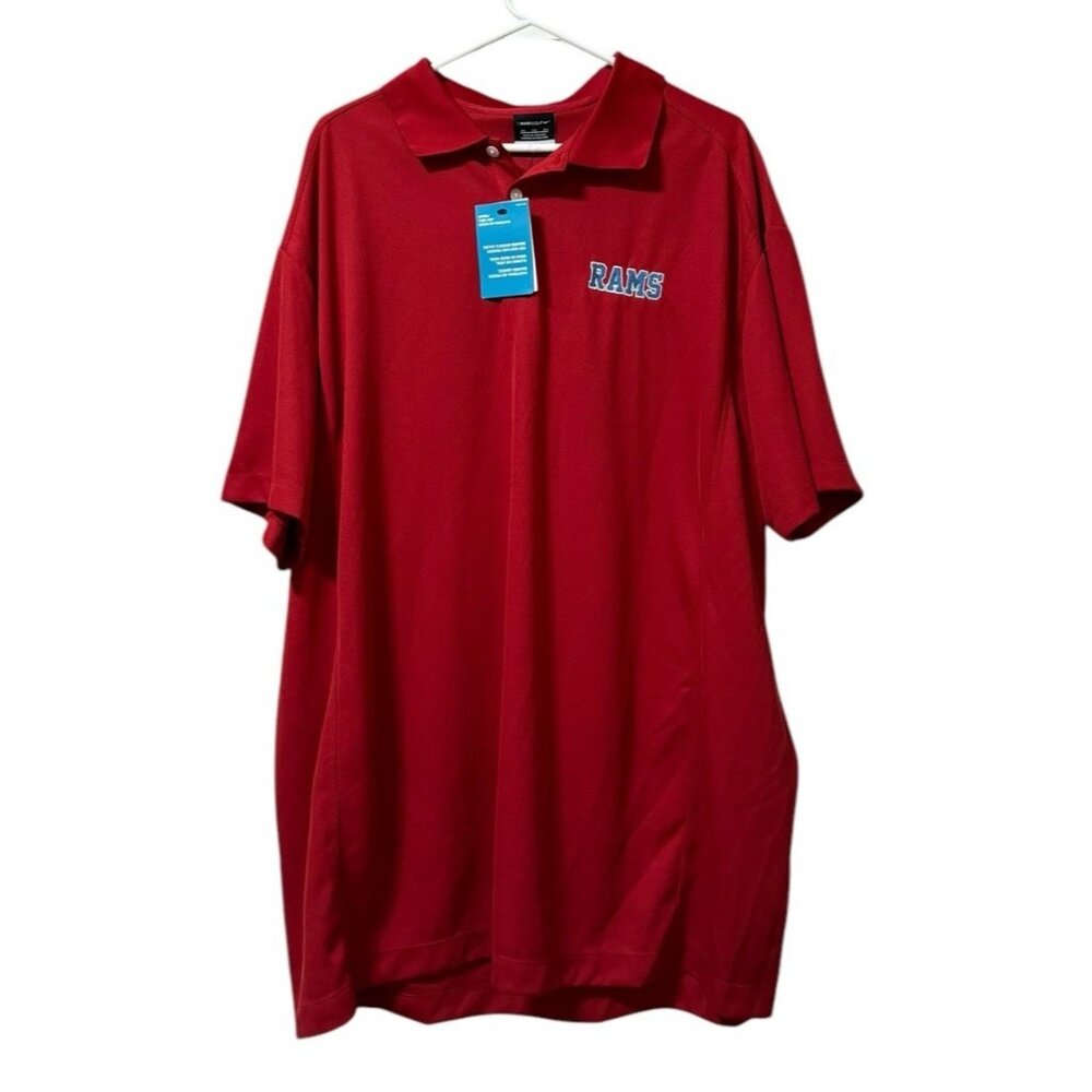 Nike Polo Shirt Men Size 3XL Red Golf Dri Fit Polyester Athleisure Rams LOGO NWT